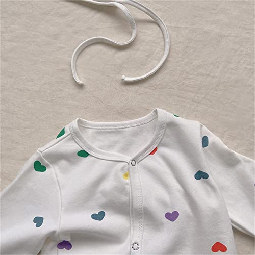 Детски костюм За Новородените Момичета И Момчета, Пролетно-Есенни Панталони с дълги ръкави и принтом, Подаръци за бебета (Бял, 6-12 месеца)