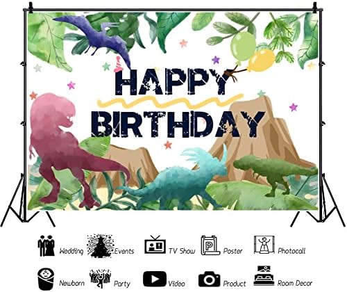 5x3 Фута Cartoony Фон с Динозавром, Голям Знак честит Рожден Ден, Украса за Парти в чест на рождения Ден на Динозавъра, Банер, Фон за Фотография за Деца, Аксесоари за Парти в Чест на рождения Ден на Динозавъра