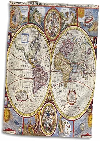 Кърпа с 3D принтом Рози на картата на света 1626 година TWL_205043_1, 15 x 22