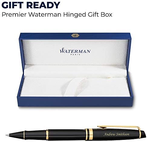 Персонални писалка Waterman | roller Waterman Expert черно със златни апликации. Луксозна кутия за подарък дръжка. Изработена по поръчка гравиране Dayspring Pens.