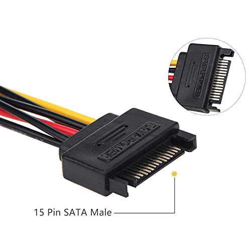 Сплитер за захранване SATA, 5 бр 15-Пинов SATA за Две 15-Пинови конектори Power Y Дърва Кабел-Адаптер UIInosoo за Твърд диск HDD, SSD, 9,8 См