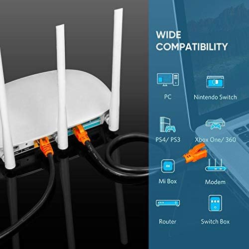 NC XQIN Кратък Ethernet кабел Cat 8 Ethernet Кабел 1,5 метра Cat8 26AWG RJ-45 Мрежов Пач кабел 40Gpbs/2000MHz LAN Тел Кабел е Екраниран Кабел за Модем, Рутер, PC, Mac, лаптоп, PS4, Xbox и Xbox