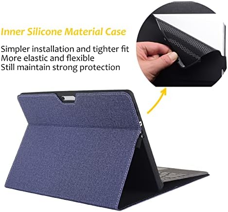 Калъф Shellman за Microsoft Surface Pro 9/8 13-инчов защитен калъф от изкуствена кожа, Нови Седалките Surface Pro 8/9 13 инча -Син