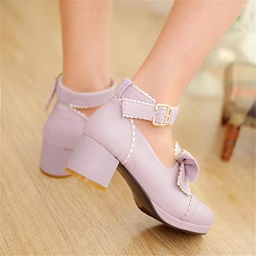 Дамски реколта обувки в стил Лолита на нисък Ток HILIB с Хубав лък Mary Jane Shoes