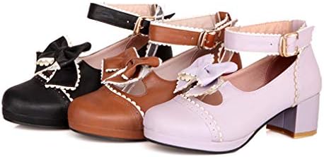 Дамски реколта обувки в стил Лолита на нисък Ток HILIB с Хубав лък Mary Jane Shoes