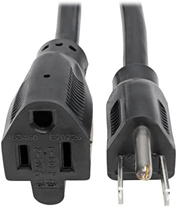 Удължителен кабел за захранване Трип Lite P024-003 повишена здравина 15A, 14AWG (от NEMA 5-15 P до NEMA 5-15 R) с дължина 3 метра черен цвят