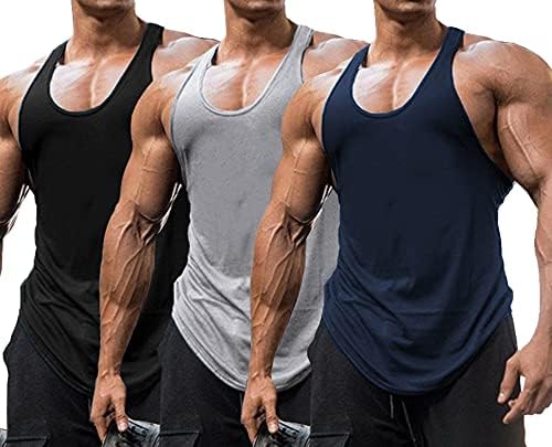 Babioboa / Мъжки Тениски за тренировки във фитнеса, на 3 опаковки, Тениска За мускулите Y-Образна гърба, Тениски За Бодибилдинг Без ръкави, Ризи