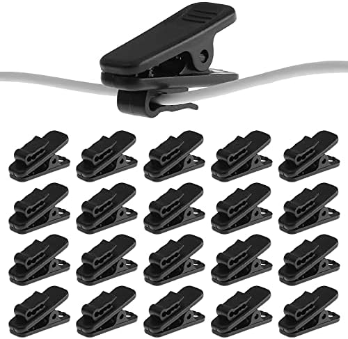 Bonsicoky 24 Опаковки Скоби за кабели, слушалки, кабел за поставяне на слушалки, Скоба, за облекло се Използва за закрепване на кабел за слушалки / микрофон (черен)