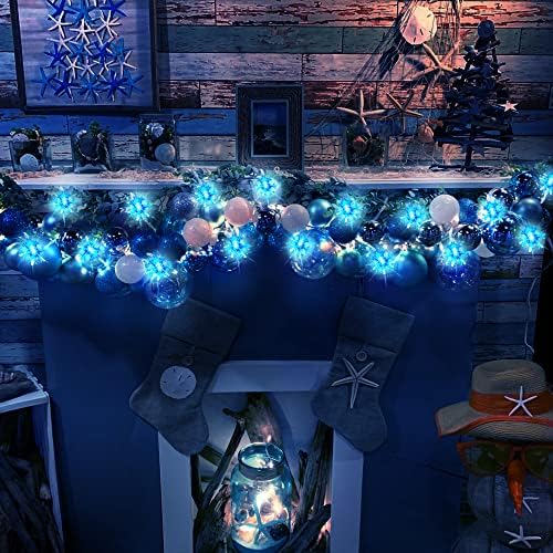 KPCB Ханука Украса на Коледни Светлини 50 светодиоди Приказни Светлини, USB Снежинка Синя Светлина