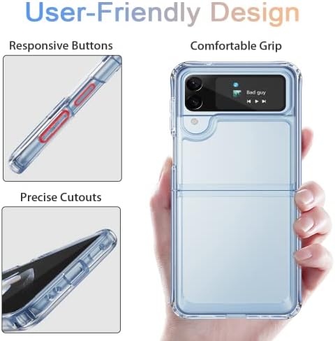 Калъф Fingic за Samsung Galaxy Z Flip 4, Калъф Galaxy Z Flip 4, Прозрачен, Тънък, удароустойчив, От TPU Устойчив, Защитен Калъф за вашия телефон със защита от надраскване, за Жени, Момичета