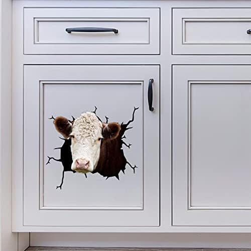 Стикер за Стена с Принтом Крави от Херефорда, Стикер с Изображение на Крава, Смешни Вицове, Автомобилни Винилови Стикери за Охладители, 3D Стикери за Баня