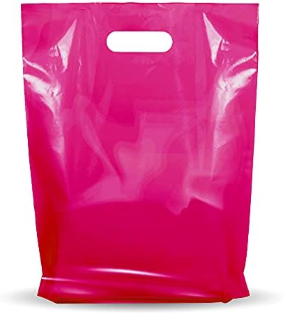 100 Опаковки 9 x 12 дебелина 1,25 mils от розово лъскава пластмаса за търговците на дребно - Химикалки с разположени под налягане дръжки - Идеална за пазаруване, партита, рождени Дни, детски тържества - Розов цвят е