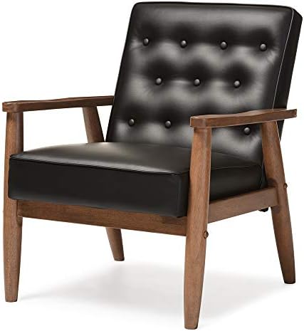 Baxton Studio BBT8013-Черен стол на стол,Дърво, Черен