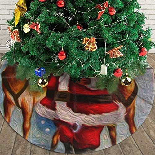 LVeShop Коледен Лосове Дядо Коледа Пола За Коледно Луксозна Кръгла Подложка За вътрешна и Външна Употреба Селски Празнични Украси Коледна Елха（30/36/48 Три размера）