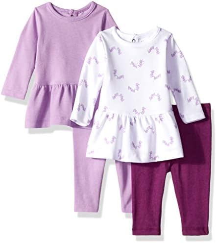 Комплект дрехи Hanes за новородени момичета Ultimate Baby в флекси - 2 Рокли с дълги ръкави и 2 Леггинса