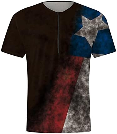 Bmisegm Лятно Мъжко Рокля, Ризи, Мъжка Лятна Риза с Флага на Деня на Независимостта, Дигитална 3D Печат, Тениска с цип, Мъжки Голяма и Висока Тениска