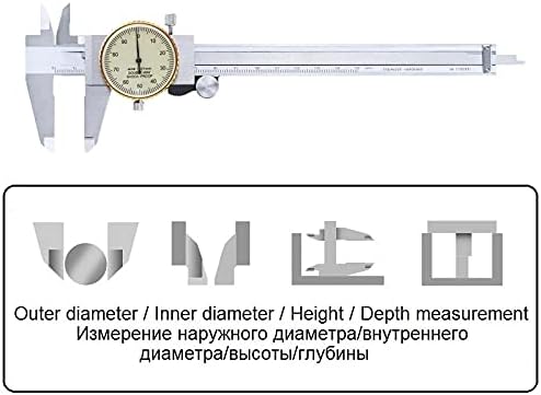 XDCHLK Двустранни Удароустойчив метални calipers с циферблат 0,01 От Неръждаема Стомана с висока Резолюция, Штангенциркуль за измерване на дълбочина и диаметър (Цвят: 150 мм)