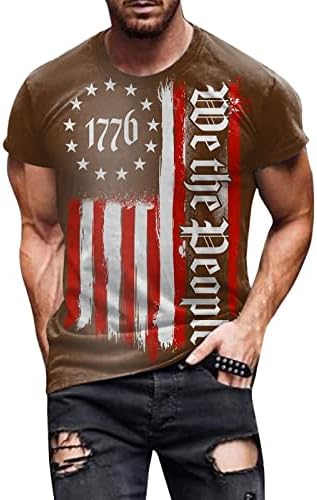 RUIRUILICO Патриотични Тениски за Мъже с Флага на Америка 2023 Летни Ризи с Къси Ръкави Свободно Намаляване на Графични Тениски Потници