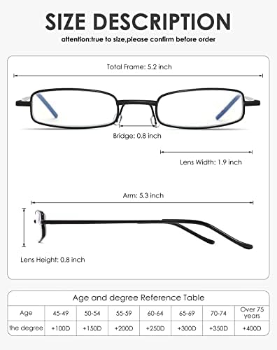 Очила за четене DABYDA Slim Pen - Тънък Джоб Ридеры със скоба за химикалки, Мини-Леки Ридеры със синя подсветка