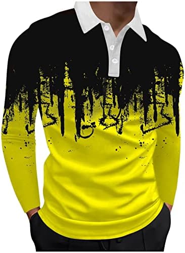 Мъжки ризи Поло DSODAN, Пролетни Блузи За Голф с Принтом под формата на спрей мастило и Копчета на шията, Облегающая Спортна Риза За голф Muscle