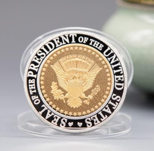 Изборите за президент на САЩ Тръмп 2021-2025 Златна два цвята Възпоменателна монета Challenge Монети, Монети с колекционерска стойност, 40 mm * 3 мм (1,56 инча * 0,12 инча)