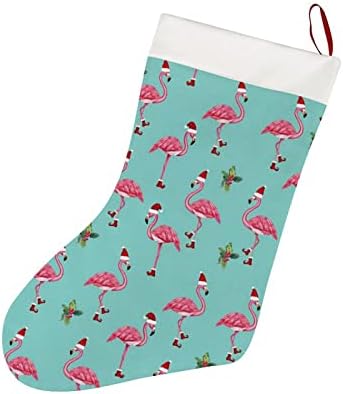 PmseK Сини Коледни Чорапи с фламинго, 18 Инча, Големи Коледни Чорапи, Персонални Украса за Коледните Чорапи, Здрава Подвесная Линия за Отглеждане, Окачен Камина за Домашни Празнични Украси