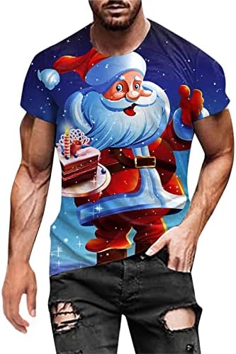 Xiloccer За Мъже Есен Зима Ежедневното Къс Ръкав Коледа 3D Тениски С Принтом Модерен Топ, Блуза, Тениска За Мъже Графичен Фитнес Зала Риза