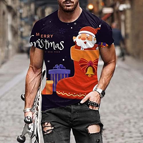 Xiloccer За Мъже Есен Зима Ежедневното Къс Ръкав Коледа 3D Тениски С Принтом Модерен Топ, Блуза, Тениска За Мъже Графичен Фитнес Зала Риза