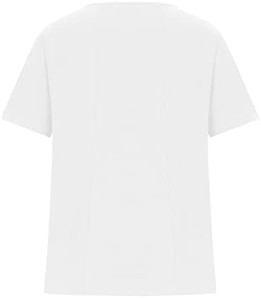 Дамски Летни Ризи 2023 с V-образно деколте, Реколта Блуза с Къс Ръкав, Струящаяся Риза, Туника, Ризи с Копчета, Прости Основни Тениски