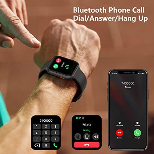 Смарт часовници BRIBEJAT BT4 за мъже и жени, които са съвместими с телефоните на Samsung, iPhone, Android (набор от числа / в отговор на повиквания), Гласов асистент, монитор на сърдечния ритъм и сън SpO2 в реално време,
