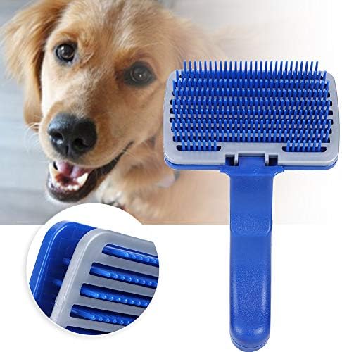 Гребен за коса домашни любимци, автоматична четка, за да се грижа за домашни любимци, с четка за баня с пластмасов гребен за кучета (сини)