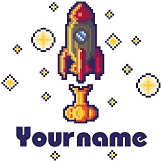Стикер с името на Момчето по поръчка, Пиксел Арт Стикер с изображение на Взлетающей на Космическите ракети и на Звездите за Стените на Детската Стая, Лаптоп - Декор ?