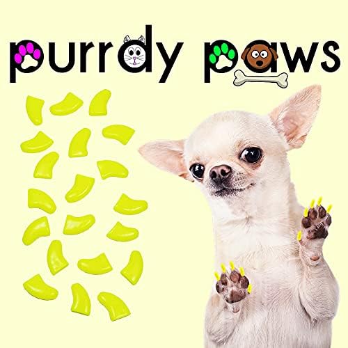 Purrdy Paws, 100 опаковки меки капсули за нокти за кучешки нокти, НЕОНОВО жълт Джамбо