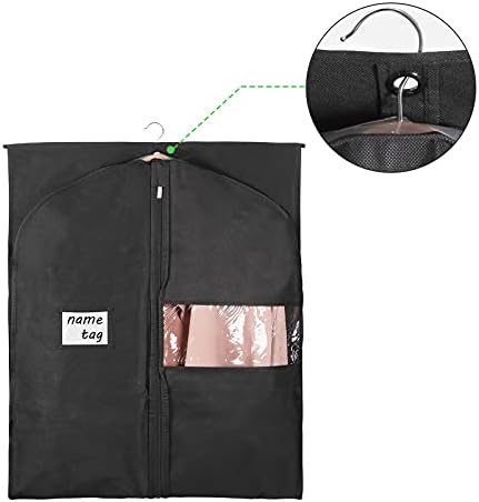 Чанти за дрехи KEEGH за закачане на дрехи от 60 инча (комплект от 6) Чанти за дрехи за съхранение, Чанти за костюми за шкаф с цип и отвор за сгъване, за костюмных палта и рокли, черни