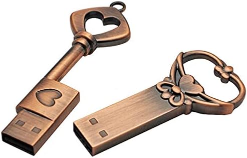 N/A Флаш памет Метален ключ с формата на сърце от чист Мед Подарък USB-памет Mini USB Stick Key Автентичен 4 gb 8 gb 16 gb 32 gb 64 GB стик за палеца (капацитет: 4 GB, стил: стилът на две)