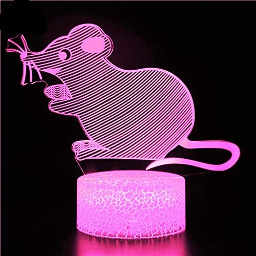 Jinnwell 3D Мишка Нощно Лампа Илюзия 7 Цвята което променя Сензорен Прекъсвач Тенис на Украсата на масата Лампи Акрил Плосък КОРЕМА База USB Кабел Играчка (автобус)