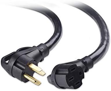 Кабела Е на стойност 4-пинов кабел за удължаване на АВТОБУСА на 50 Ампера 25 метра, с удобни дръжки и ремък за носене, удължител NEMA 14-50, съвместим с зарядно кабел Tesla - 25 фута (от NEMA 14-50 P до 14-50 R)
