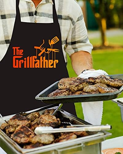 Yctsecha Мъжки Престилки за Печене с Джобове, Престилка The Grillfather за мъжете БАРБЕКЮ, Подаръци за Печене Баща на Мъжа си за рождения Ден