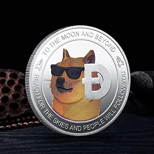 Монета 1 унция Dogecoin Възпоменателна Монета сребърно покритие DogecoinCryptocurrency2021 са подбрани Монета Ограничена серия с Защитен Калъф