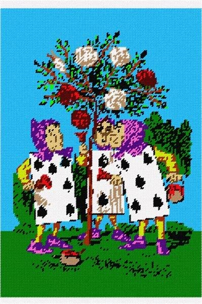 Платно за бродиране Пепиты: рози Алиса в Страната на чудесата, 7 x 11