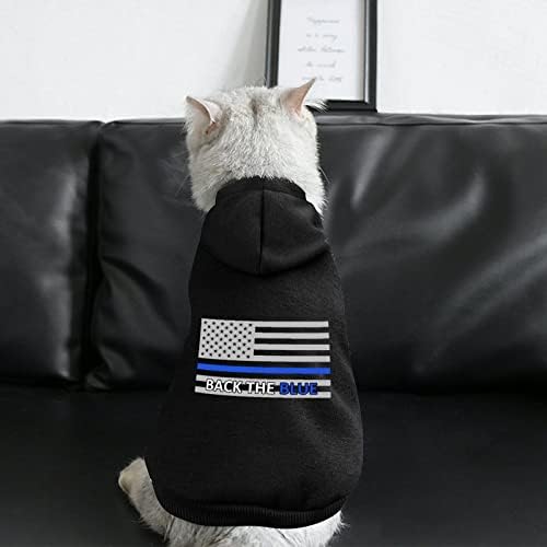 Отзад-Син Флаг за Полицейска линия Блузи с Качулка, за Кучета, Скъпа Hoody С Качулка, Костюм за Домашен Любимец, Палто, с Шапка
