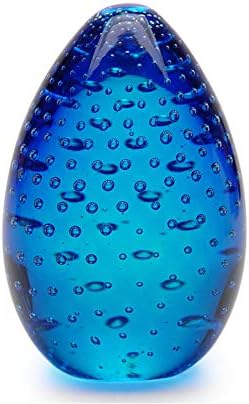 Преспапиета Cá d ' Oro Big Egg Стъкло, Синьо с Мехурчета, Художествено стъкло Ръчно выдувки в муранском стил на маса, декорация и Колекции