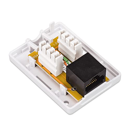 Кутия за повърхностен монтаж iwillink Cat6 Ethernet, 1-Портов rj-45 конектор Keystone Jack, Кутия за повърхностен монтаж, 5 опаковки, Бял