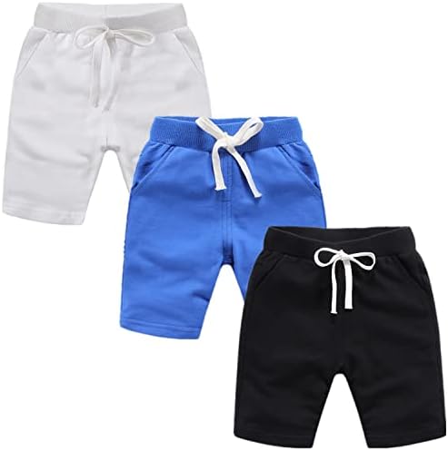 IESSRA / 3 опаковки, къси Панталони за малки Момчета и Момичета, Спортни Шорти за Бягане, Летни Плетени Памучни Шорти За Активно Бягане