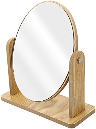 FRCOLOR Кръгло огледало Кръгло огледало от 3 Стоящи Огледала Козметично Бамбуковое Тоалетен огледало За Грим Преносим Маса Десктоп Огледало, Тоалетка и Огледало Огле?