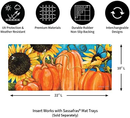 Преносимото подложка за входната врата Evergreen Sassafras Тиква Пъзел | За помещения и на улицата | 22 x 10 см | С Противоплъзгаща подложка | Сезон | Нисък профил | Начало декор