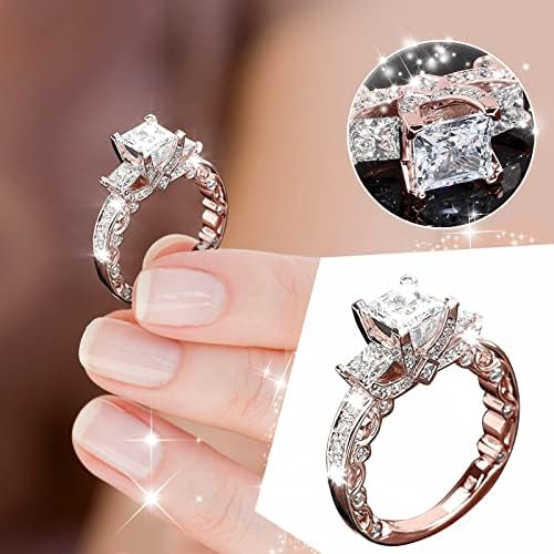 Пръстен с диамант, популярно глоба пръстен, прости модни бижута, популярни аксесоари, комплект сребърни пръстени (розово злато, 10)