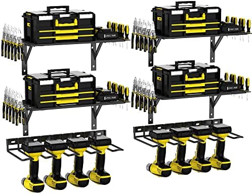 ENONCI 2 Опаковки, Органайзер за електрически инструменти с регулируем дизайн, стойка за Бормашини за Гараж, Монтиране на стена, за Съхранение в Гаража, Органайзер за и