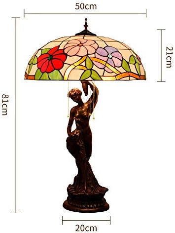 Антични Настолна лампа от Тифани, Голяма Настолна лампа в стил Тифани, Настолна лампа с малък Цветен Стъклен Абажуром, Винтажное Украса Прикроватной нощни Шкафчет?