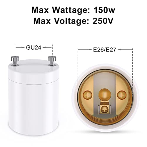 4 Комплекта переходников Wixann GU24-E26 Преобразуват, температурна устойчивост до 392℉ Превръщат Двухконтактный лампа на базата на GU24 в стандартен адаптер с резба жак E26 E27
